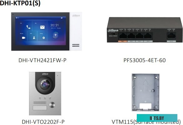 DHI-KTP01L(S) Комплект домофона Dahua DHI-KTP01L(S) черный