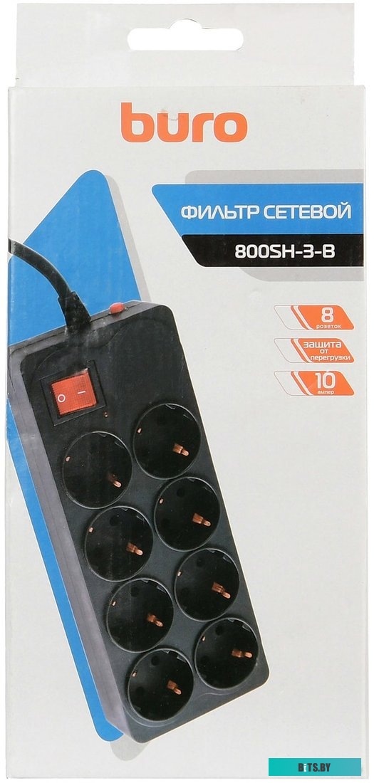Сетевой фильтр (удлинитель) Buro 800SH-3-B