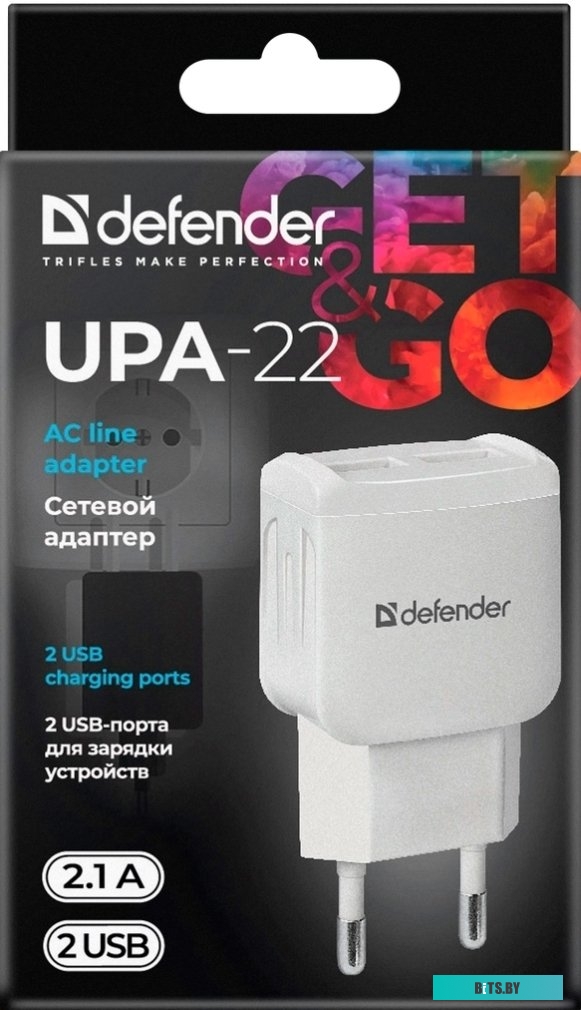 Сетевое зарядное Defender UPA-22 (белый) <83580>