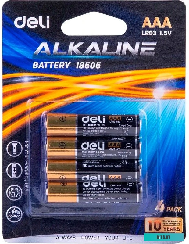 Батарейка Deli E18505 AAA (4шт) 1460722