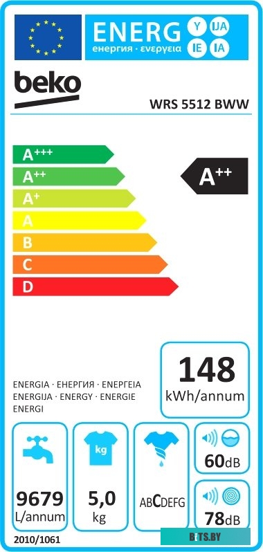 WRS5512BWW Стиральная машина Beko WRS5512BWW класс: A загр.фронтальная макс.:5кг белый