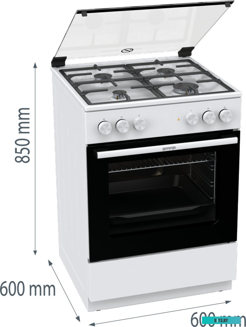 GK6A20WF Плита Комбинированная Gorenje GK6A20WF белый (стеклянная крышка) реш.чугун
