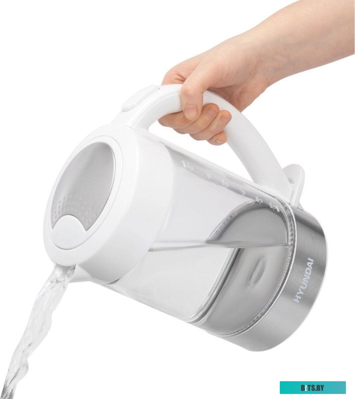 HYK-G9990 Чайник электрический Hyundai HYK-G9990 1.5л. 2000Вт белый/серебристый корпус: стекло