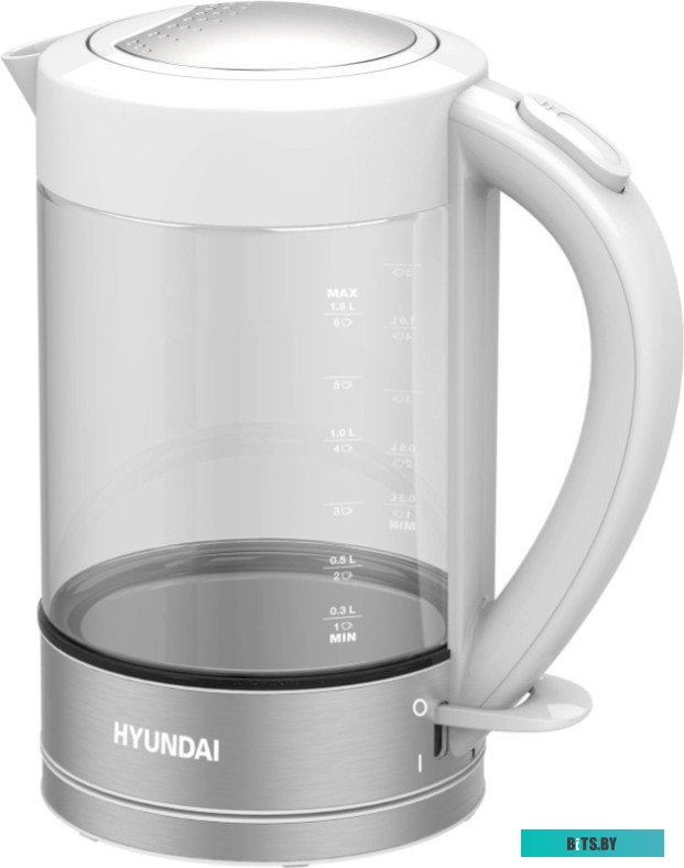 HYK-G9990 Чайник электрический Hyundai HYK-G9990 1.5л. 2000Вт белый/серебристый корпус: стекло
