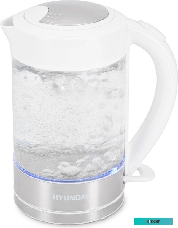 HYK-G9990 Чайник электрический Hyundai HYK-G9990 1.5л. 2000Вт белый/серебристый корпус: стекло