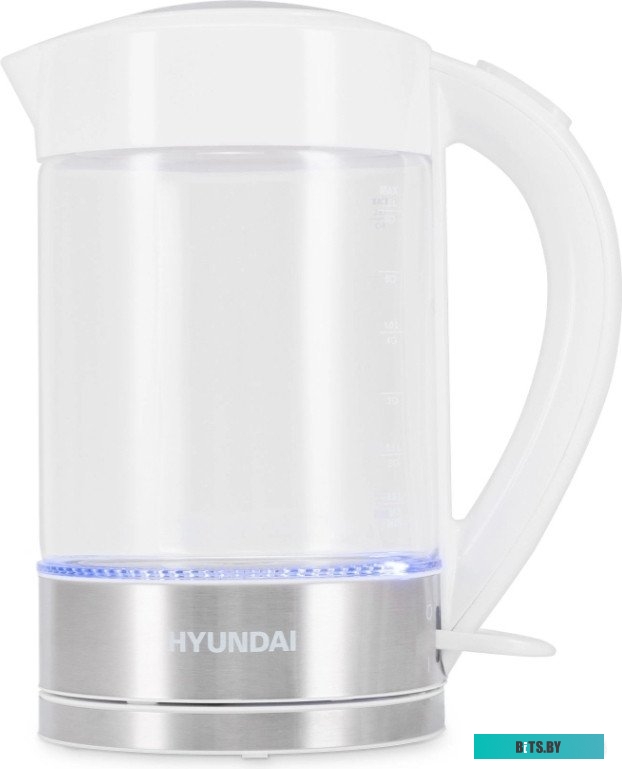 HYK-G9990 Чайник электрический Hyundai HYK-G9990 1.5л. 2000Вт белый/серебристый корпус: стекло