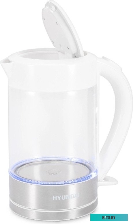 HYK-G9990 Чайник электрический Hyundai HYK-G9990 1.5л. 2000Вт белый/серебристый корпус: стекло