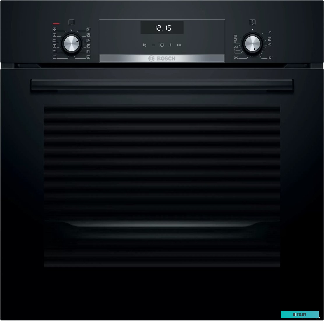 HIJ517YB0R Serie 6, Духовой шкаф с паровой чашей, черный, 8 режимов, 2-х слойное остекление, цифровый дисплей, утапливаемые переключатели, галогенное 