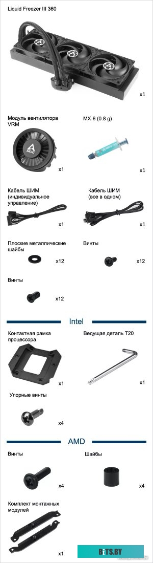 Жидкостное охлаждение для процессора Arctic Liquid Freezer III 360 Black ACFRE00136A