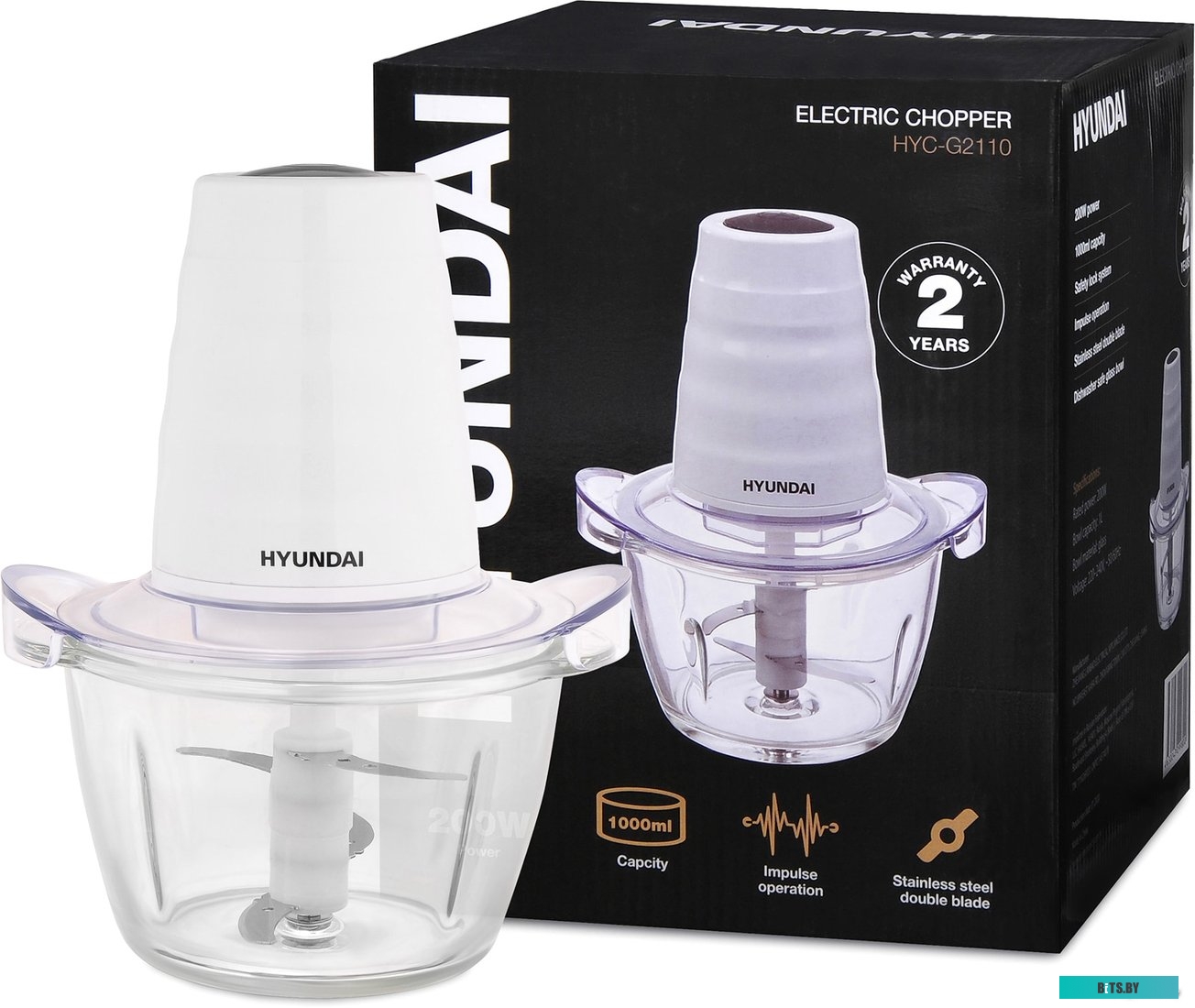 HYC-G2110 Измельчитель электрический Hyundai HYC-G2110 1л. 200Вт белый