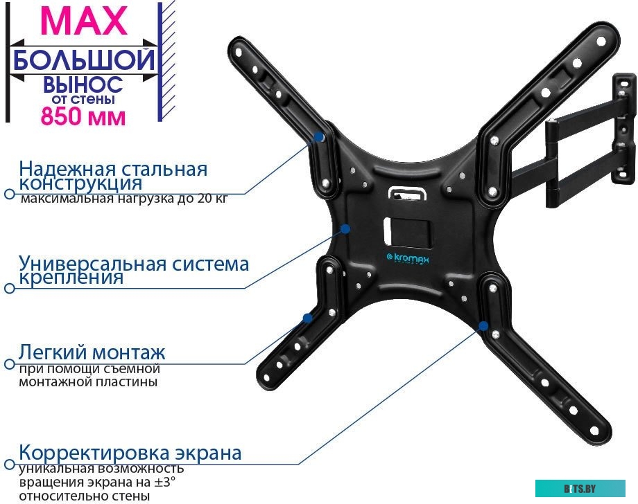 Кронштейн для телевизора Kromax DIX-25 (черный)