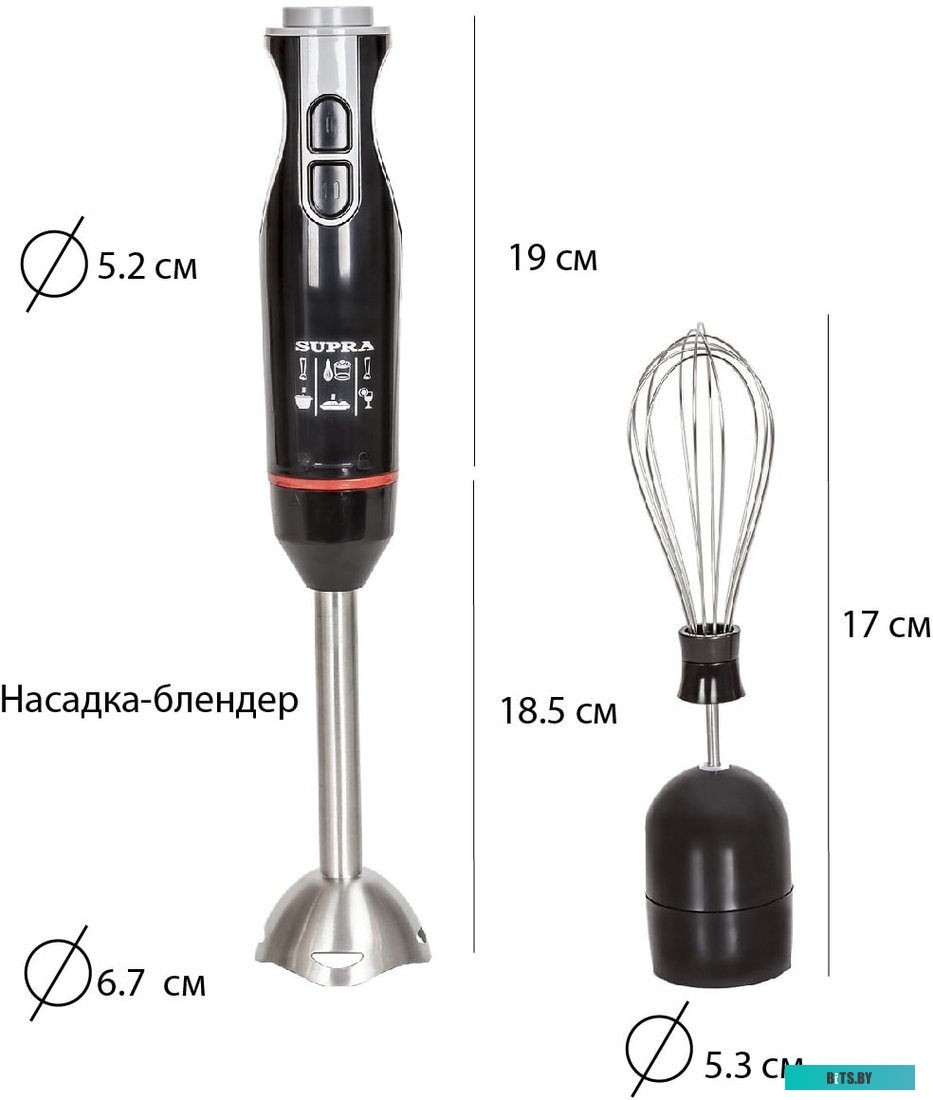 HBS-797 Блендер погружной Supra HBS-797 800Вт черный/красный