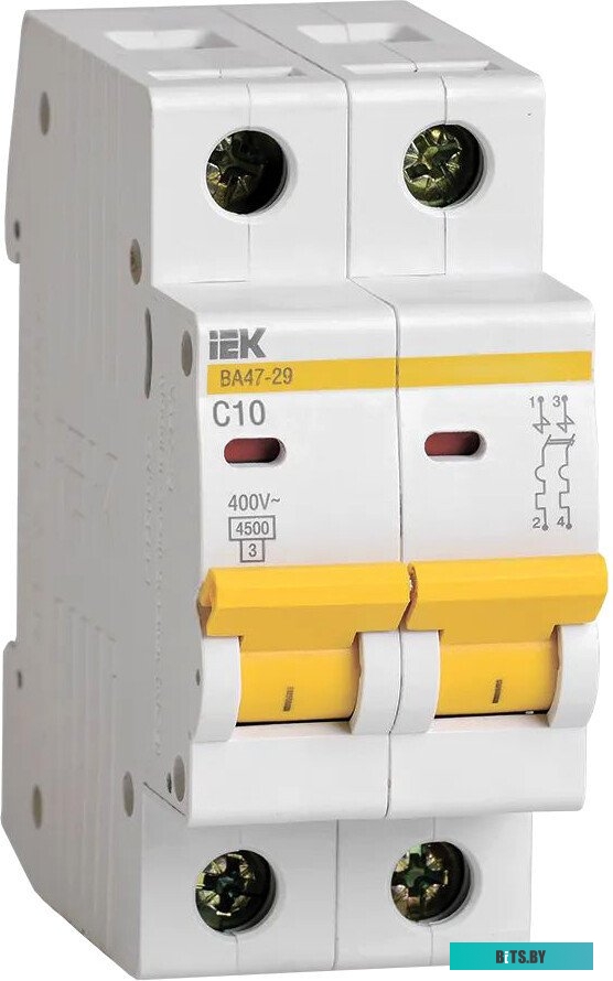 Выключатель автоматический IEK MVA20-2-010-C 10A тип C 4.5kA 2П 400В
