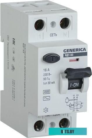 Выключатель дифференциального тока IEK MDV15-2-063-030 63A 4.5kA 30мА AC 2П 230В 2мод серый