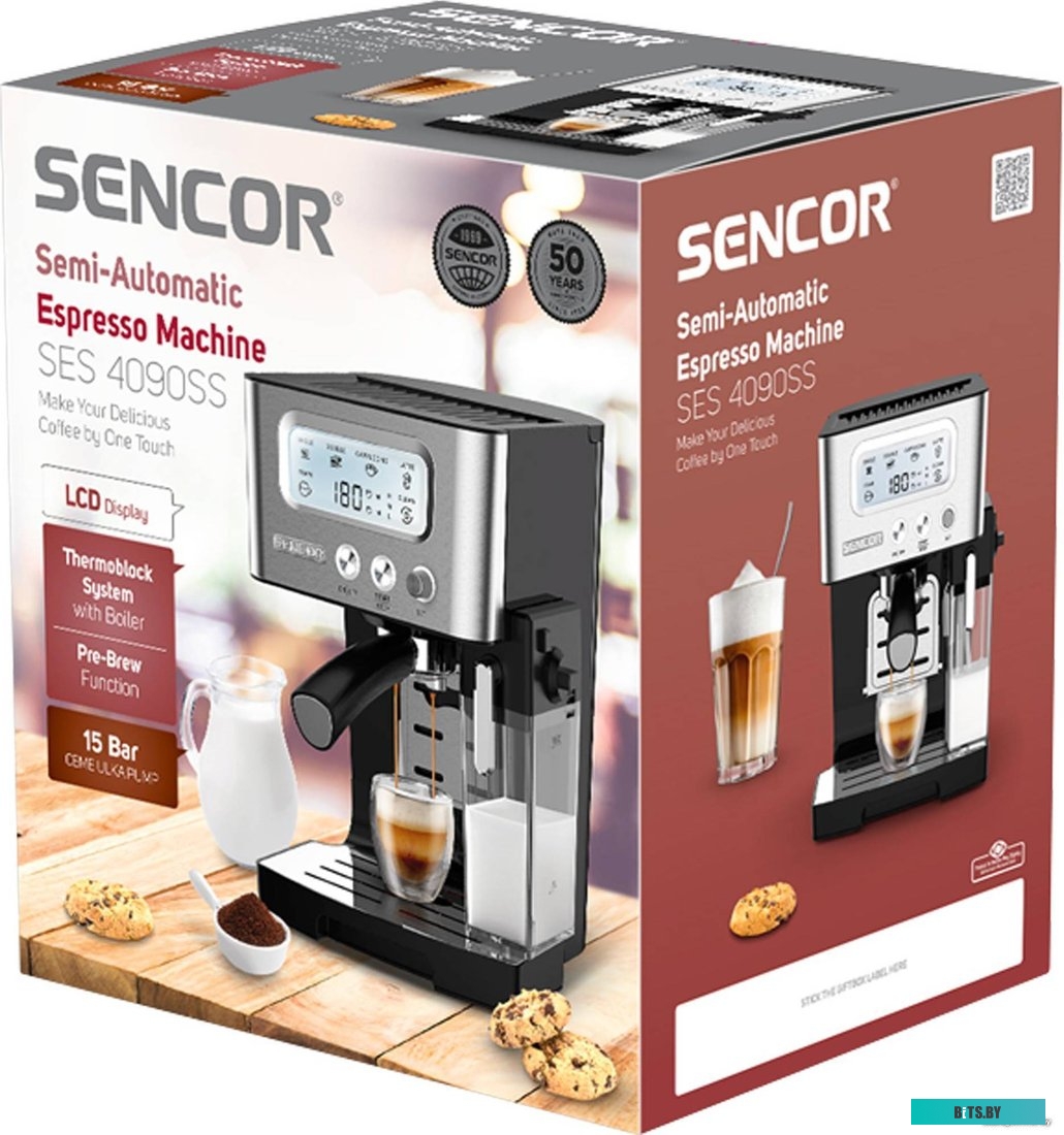 SES 4090 SS Рожковая помповая кофеварка Sencor SES 4090 SS