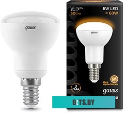 106001106 Лампа светодиодная Gauss R50 6Вт цок.:E14 рефлек. 220B 3000K св.свеч.бел.теп. (упак.:10шт) (106001106)