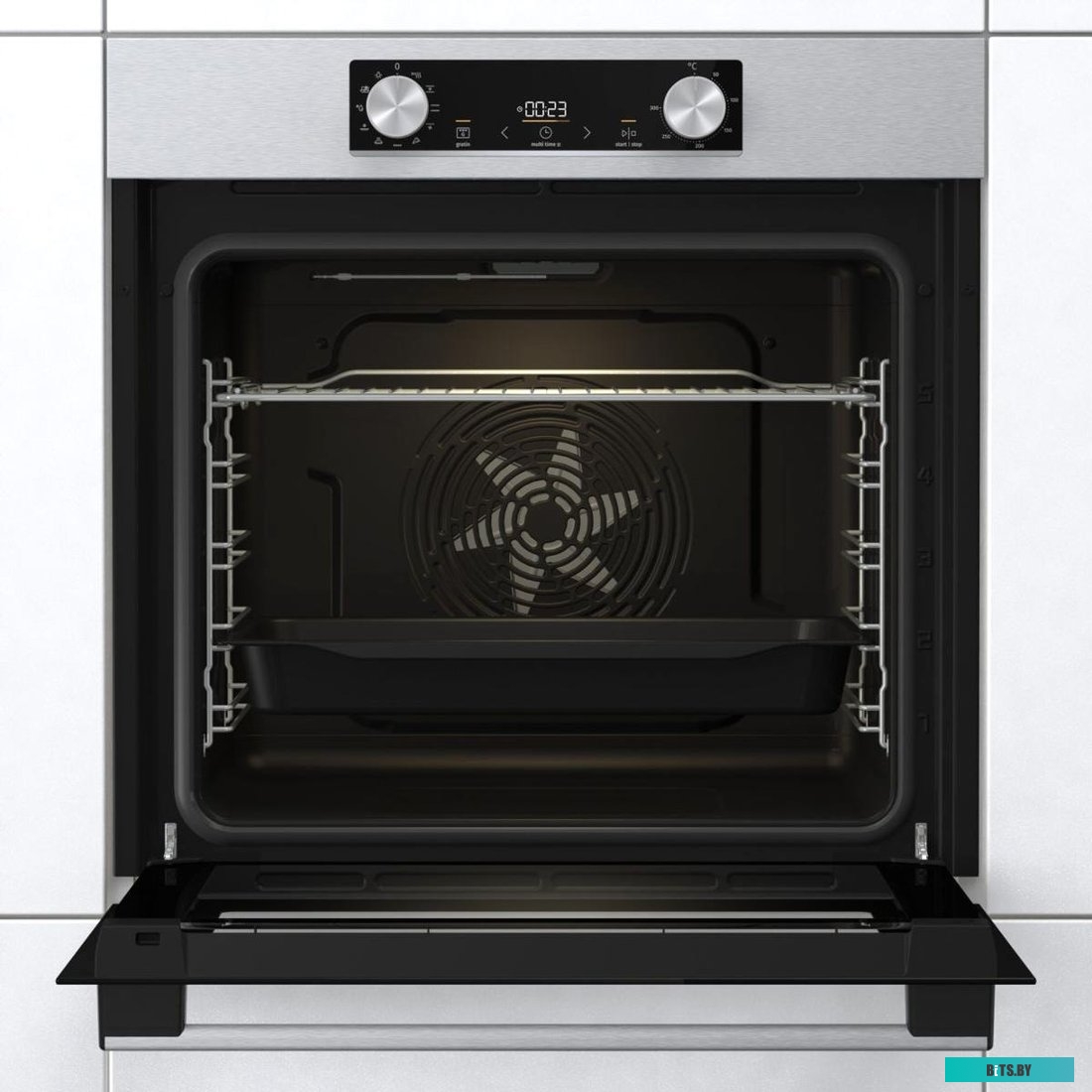 BO6735E02XK Встраиваемые электрические духовки GORENJE/ Духовой шкаф, Полезный объем: 77 л, Автопрограммы, Стандартный шарнир дверцы, Решетка, Съемные