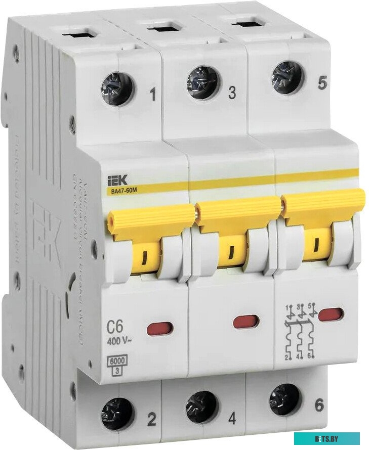 Выключатель автоматический IEK MVA31-3-006-C 6A тип C 6kA 3П 400В