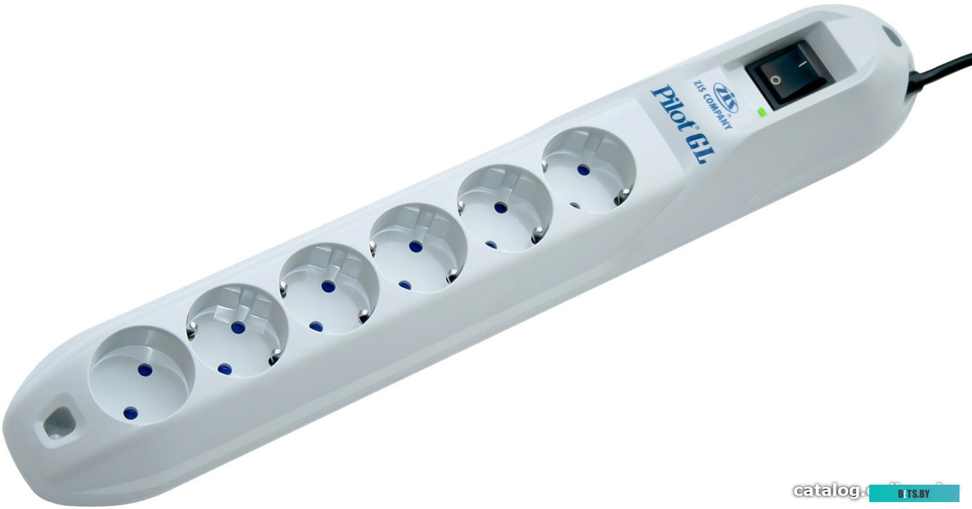 Сетевой фильтр (удлинитель) ZIS Pilot GL 6 розеток, 5 м, белый