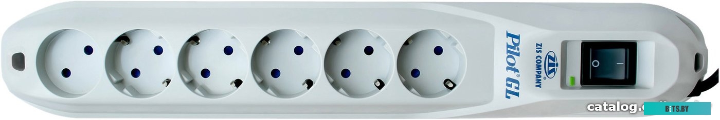 Сетевой фильтр (удлинитель) ZIS Pilot GL 6 розеток, 5 м, белый
