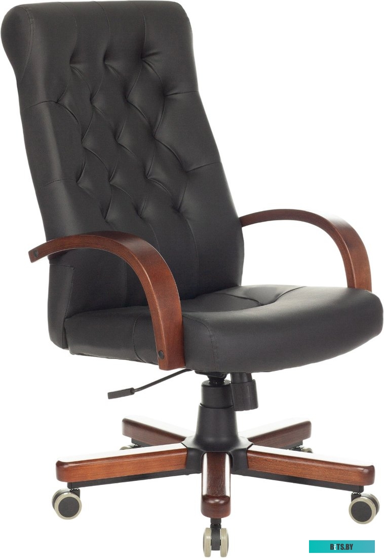 T-9928WALNUT/ECO-B Кресло руководителя Бюрократ T-9928WALNUT/ECO черный эко.кожа крестов. металл/дерево