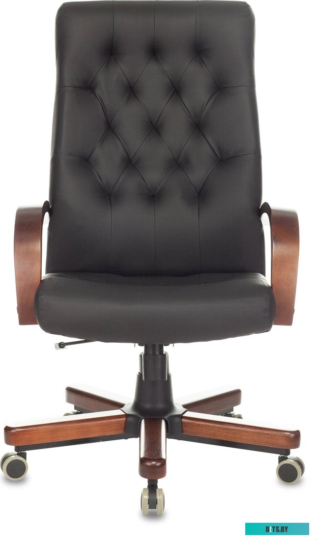 T-9928WALNUT/ECO-B Кресло руководителя Бюрократ T-9928WALNUT/ECO черный эко.кожа крестов. металл/дерево