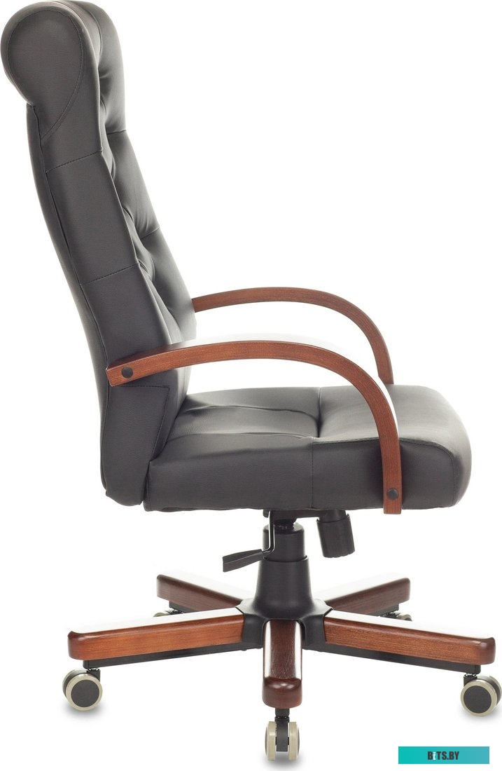 T-9928WALNUT/ECO-B Кресло руководителя Бюрократ T-9928WALNUT/ECO черный эко.кожа крестов. металл/дерево