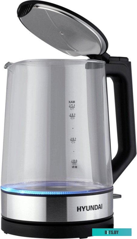 HYK-G8808 Чайник электрический Hyundai HYK-G8808 1.7л. 2200Вт черный/серебристый корпус: стекло