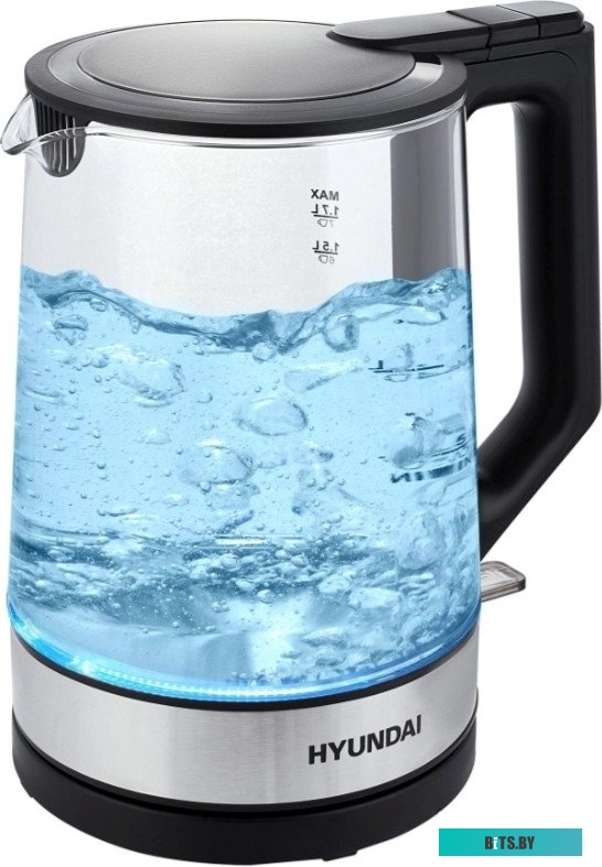 HYK-G8808 Чайник электрический Hyundai HYK-G8808 1.7л. 2200Вт черный/серебристый корпус: стекло