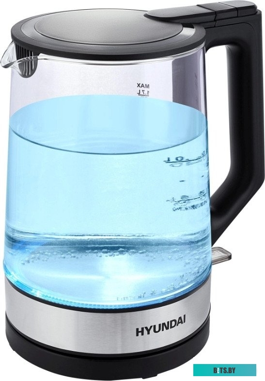 HYK-G8808 Чайник электрический Hyundai HYK-G8808 1.7л. 2200Вт черный/серебристый корпус: стекло