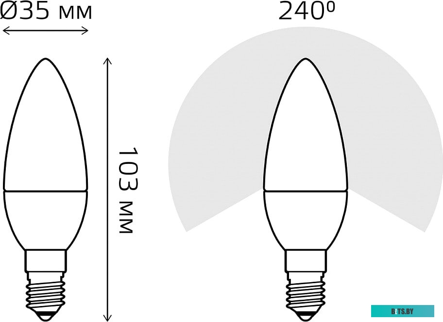 33120 Лампа светодиодная Gauss Elementary 10Вт цок.:E14 свеча 220B 4100K св.свеч.бел.нейт. C37 (упак.:10шт) (33120)