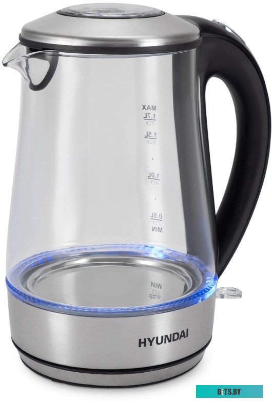 HYK-G8406 Чайник электрический Hyundai HYK-G8406 1.7л. 2200Вт прозрачный/черный (корпус: нержавеющая сталь)