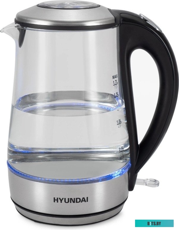 HYK-G8406 Чайник электрический Hyundai HYK-G8406 1.7л. 2200Вт прозрачный/черный (корпус: нержавеющая сталь)