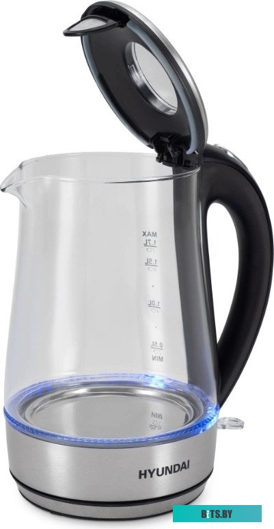 HYK-G8406 Чайник электрический Hyundai HYK-G8406 1.7л. 2200Вт прозрачный/черный (корпус: нержавеющая сталь)