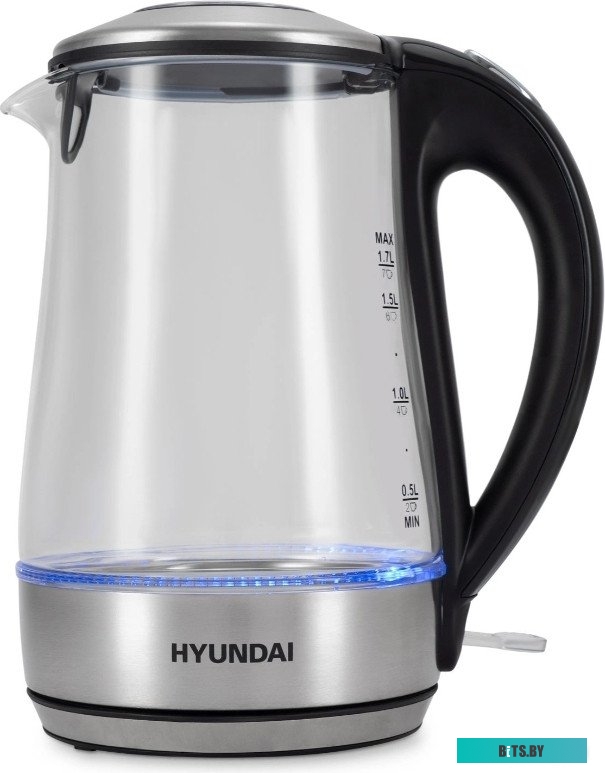 HYK-G8406 Чайник электрический Hyundai HYK-G8406 1.7л. 2200Вт прозрачный/черный (корпус: нержавеющая сталь)