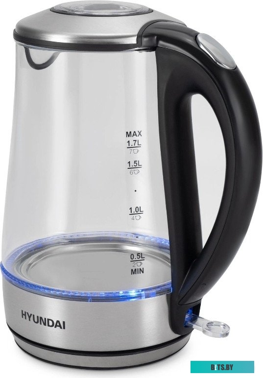 HYK-G8406 Чайник электрический Hyundai HYK-G8406 1.7л. 2200Вт прозрачный/черный (корпус: нержавеющая сталь)