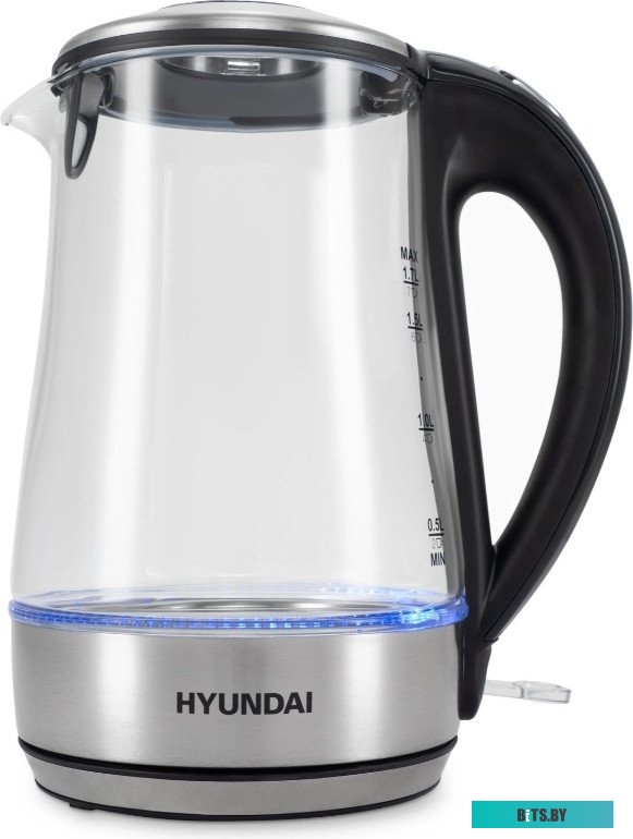 HYK-G8406 Чайник электрический Hyundai HYK-G8406 1.7л. 2200Вт прозрачный/черный (корпус: нержавеющая сталь)