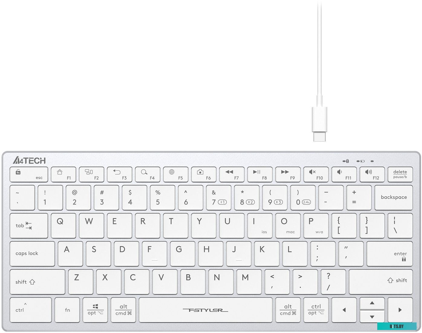 Клавиатура A4Tech Fstyler FBX51C (серебристый/белый)