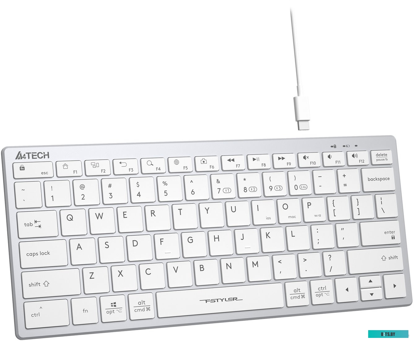 Клавиатура A4Tech Fstyler FBX51C (серебристый/белый)