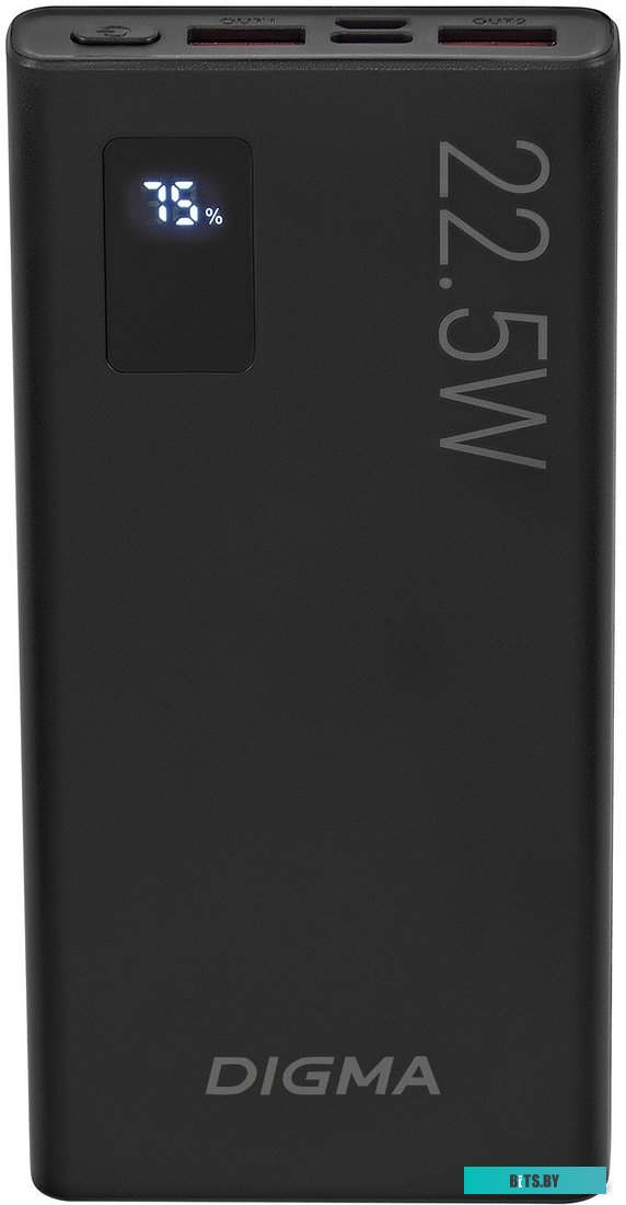 DGPF10A22PBK Мобильный аккумулятор Digma DGPF10A 10000mAh QC3.0/PD3.0 22.5W 5A 2xUSB-A/USB-C черный (DGPF10A22PBK)