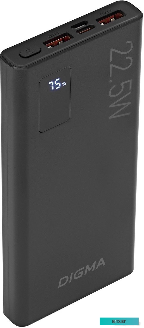 DGPF10A22PBK Мобильный аккумулятор Digma DGPF10A 10000mAh QC3.0/PD3.0 22.5W 5A 2xUSB-A/USB-C черный (DGPF10A22PBK)