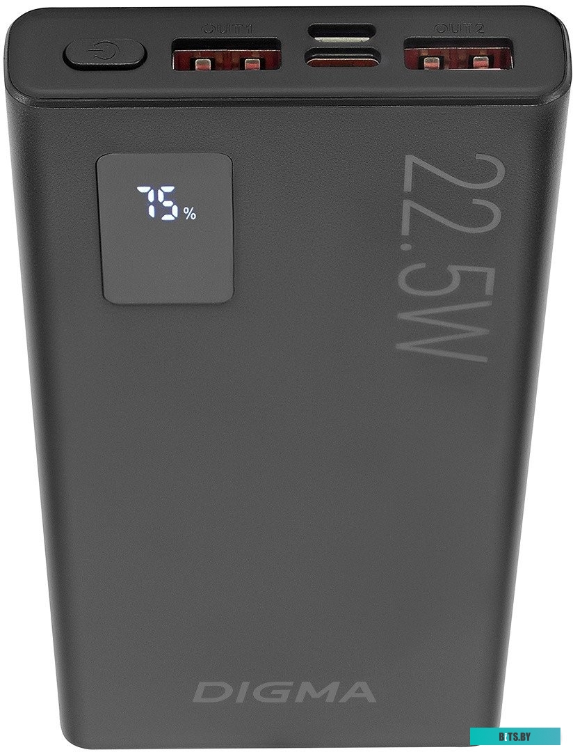 DGPF10A22PBK Мобильный аккумулятор Digma DGPF10A 10000mAh QC3.0/PD3.0 22.5W 5A 2xUSB-A/USB-C черный (DGPF10A22PBK)