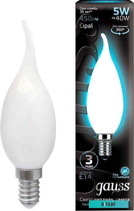 104201209-D Лампа светодиодная Gauss Filament 104201209-D 9Вт цок.:E14 свеча 220B 4100K св.свеч.бел.нейт. (упак.:10шт)