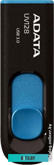 USB накопитель (Флешка) ADATA DashDrive UV128 64GB (черный/синий) <AUV128-64G-RBE>