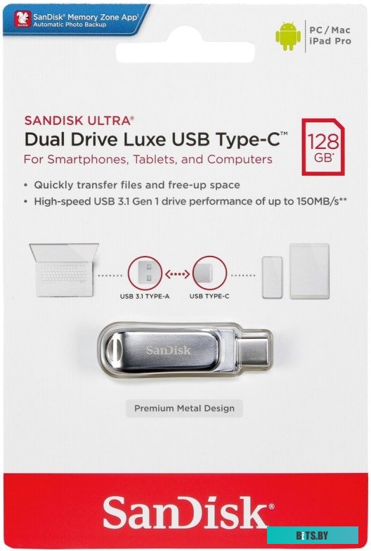 USB накопитель (Флешка) SanDisk Ultra Dual Drive Luxe USB Type-C 128GB <SDDDC4-128G-G46>