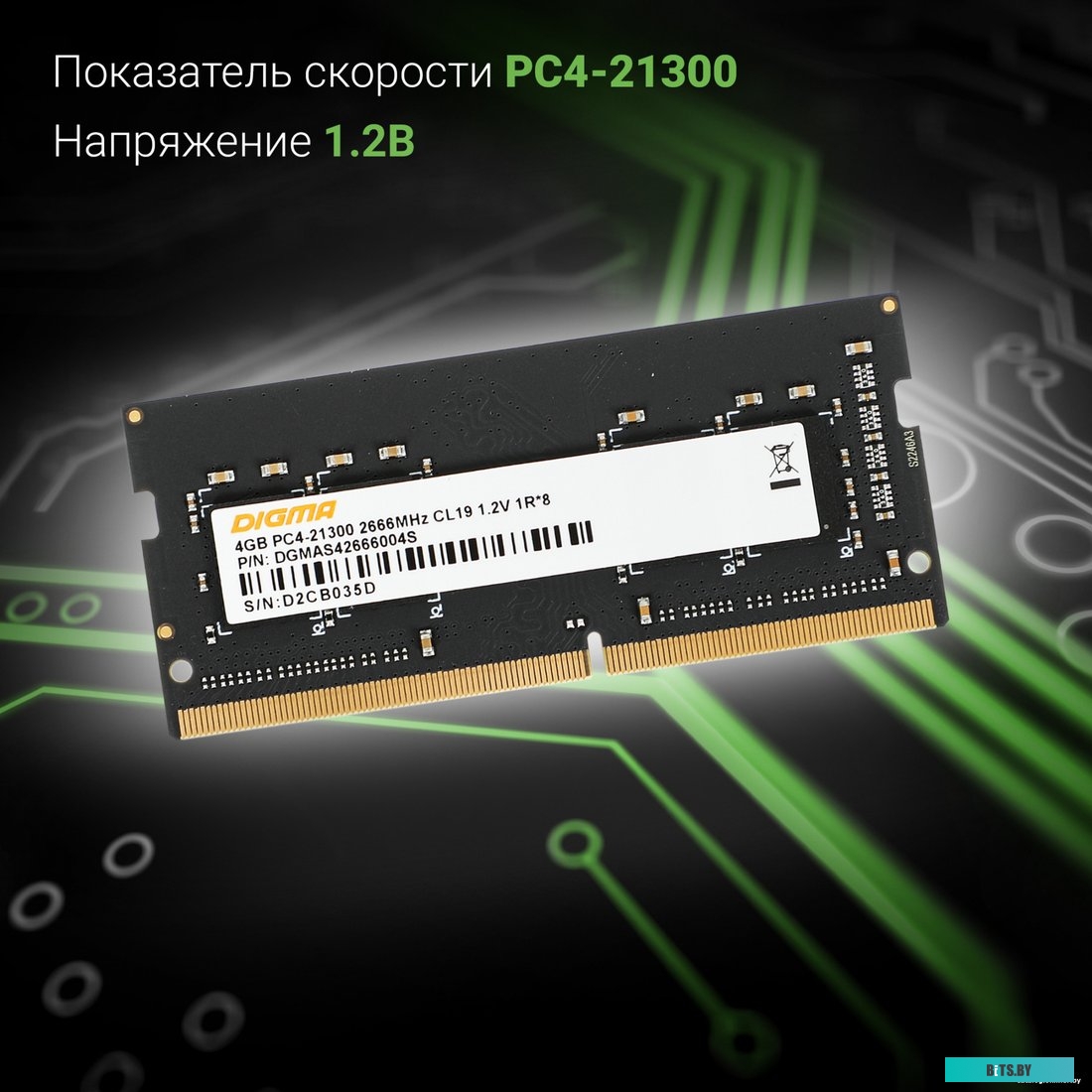 Оперативная память Digma 4ГБ DDR4 SODIMM 2666 МГц DGMAS42666004S