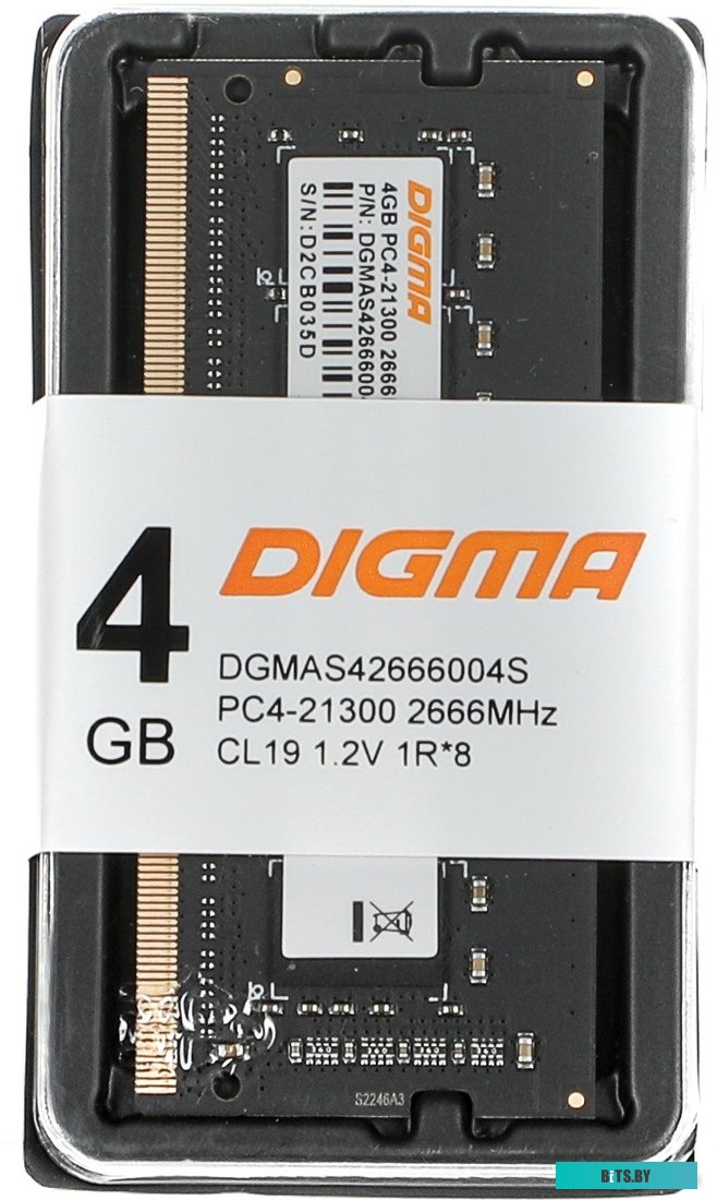Оперативная память Digma 4ГБ DDR4 SODIMM 2666 МГц DGMAS42666004S