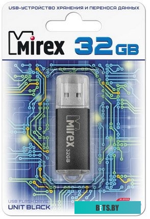 USB накопитель (Флешка) Mirex UNIT BLACK 32GB (13600-FMUUND32)