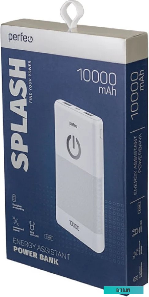 PF_B4297 Perfeo Powerbank 10000 mah + Micro usb /In Micro usb /Out USB 1 А, 2.1A/ White (PF_B4297)