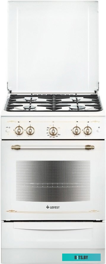 ПГ 6100-02 0185 Плита Газовая Gefest ПГ 6100-02 0185 белый/золотистый (эмалированная крышка) реш.чугун